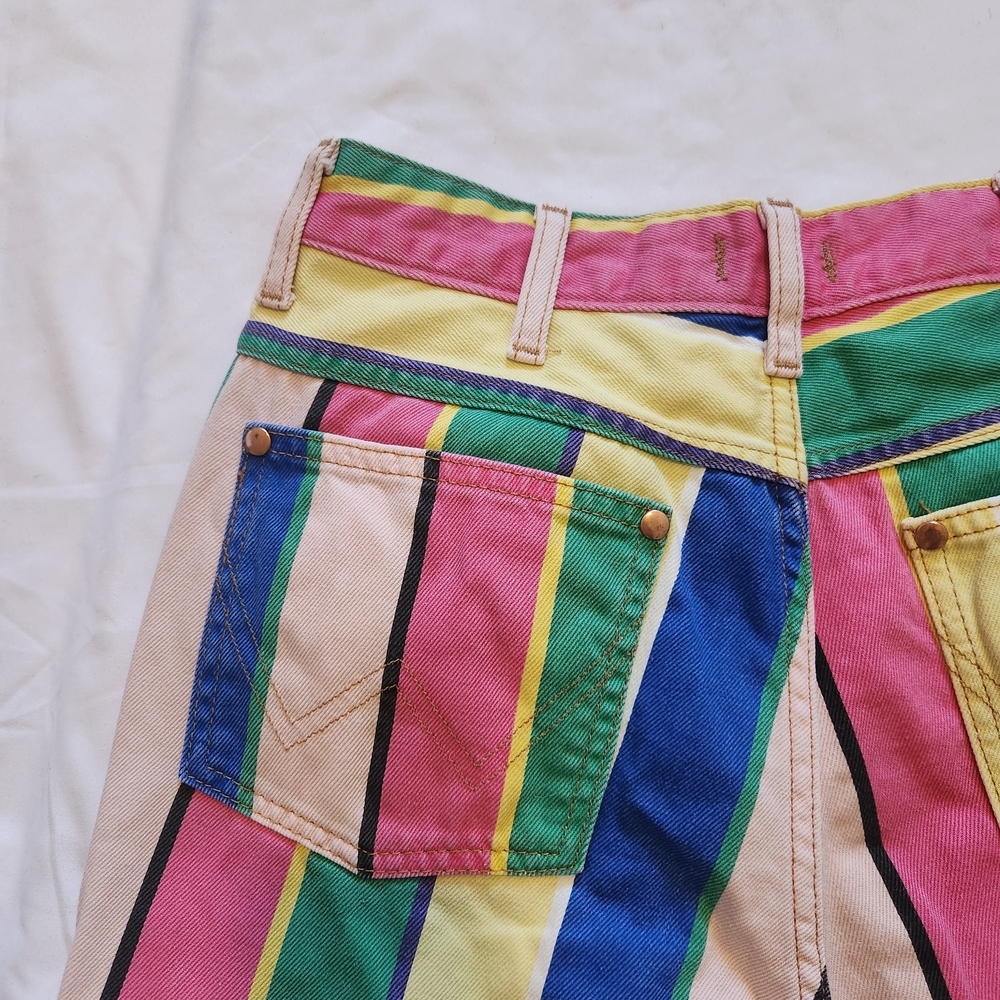 Wrangler Rainbow Stripe Wide-Leg Jeans - Pink, Green, Blue, Yellow, Cream - Picture 10 of 14